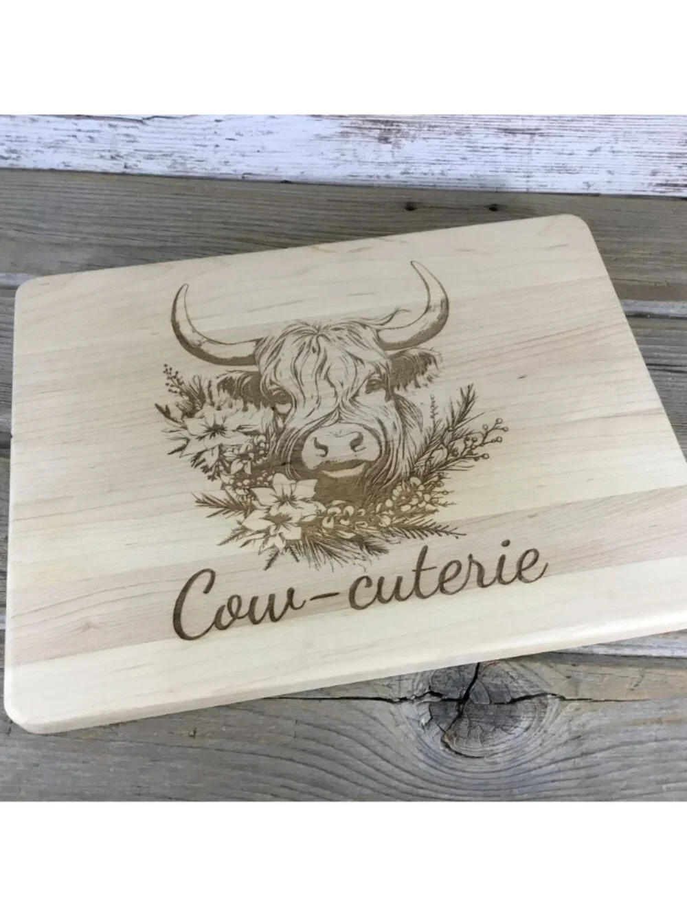Cow-Cuterie Maple Engraved Cutting Board 11.5